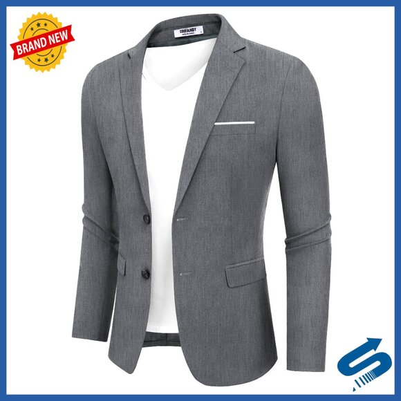 Slim Fit Sport Coat Blazer Lightweight Two Button Suit Jacket